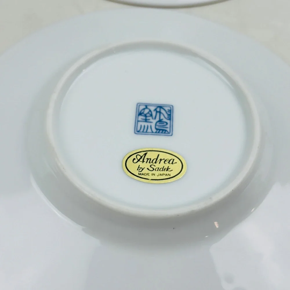Andrea by Sadek Stork & Blossom Cup and Saucer Set of 6 Imari Japanese Porcelain